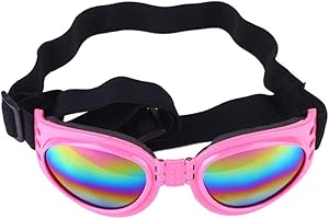 LoveAloe Dog Goggles Dogs Sunglasses Waterproof Doggles Adjustable Sunglasses for Small Medium Dogs,Pink