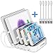 Price comparison product image JZBRAIN Multi Device Charging Station 5 Port USB Tablet Charging Dock for Apple iPhone Cellphone & Android Devices (White, 2 Lightning & 3 Micro USB Short Cables Included)