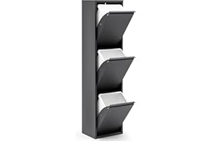 gowoll Mülleimer Küche aus Fleckenfest Biomülleimer Wandmontage Abfalleimer Mülltrennsysteme Küchenmülleimer mit Herausnehmbarer Inneneimer Recycling system (3 x 15 L) Anthrazit