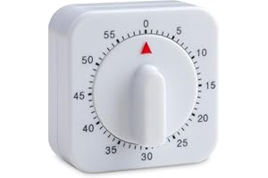 RIPEFUN Kitchen Timer, 1 Hour/60 Minutes Count Down Alarm Reminder Square Kitchen Timer, White Wind Up Mechanical Timer, Adjustable Egg Timers for Baking Boiling, Cooking Timing, Home Teachers Kids