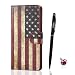 Produktbild Huawei Honor 6X Hülle, Huawei Honor 6X Schutzhülle Leder Hülle, Alfort 3 in 1 Flip Wallet Fashion Design Dual Use Falten Premium PU Leder Tasche Case Cover Folio Mappen Kasten Abdeckung für Huawei Honor 6X 5.5" Smartphone Funktion Unterstützte Telefone mit Amerikanische Flagge ( Farbe ) + Netter Staub Stecker + Alfort Schwarz Stylus Pen