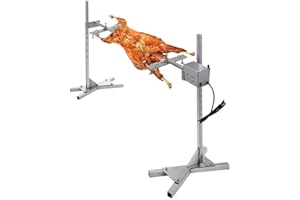 YUEWO Kit Girarrosto Elettrico,Universale Girarrosto per Barbecue,Spiedo Girevole per Grigliare,15W Motore in Acciaio Inox Set di Girarrosto Max 70kg