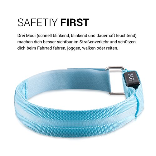 kwmobile 2x LED Leucht Armband / XL Sicherheitsband / für Joggen Sport Fahrrad / Leuchtband in blau / Hundehalsband Blinklicht / verschiedene Farben erhältlich - 5