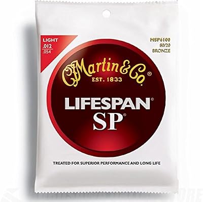 Martin SP Lifespan 80/20 Jeu de cordes pour guitare folk Tirant light (0.12-0.54) Bronze
