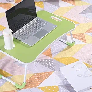 Vibrant foldable bed table for study for kids, laptop table for home, study table for kids, Bed table for study for kids girls, study table bed for students, Breakfast Table With Cup Holder (Green Multipurpose Foldable Laptop Bed Table)