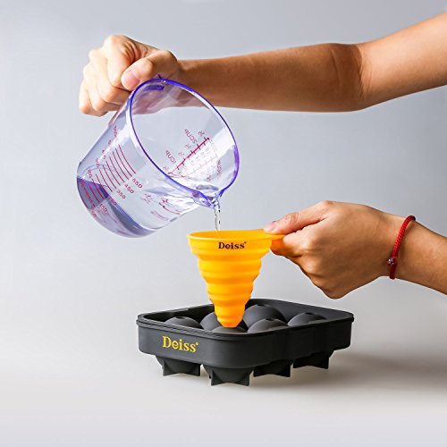 Deiss® ART Eiskugel-Maker Schimmel & faltbare Trichter – 6 perfekt 4.6 cm Eiskugeln in flexiblem Silikon Fach – faltbare Trichter für flüssige Übertragung – spülmaschinengeeignet - 2