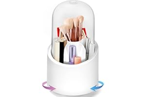 DOUBLECARE Pojemnik na pędzle do makijażu, organizer, podstawa obracająca się o 360°, duża pojemność, łatwy do czyszczenia, pomieści pędzle do makijażu