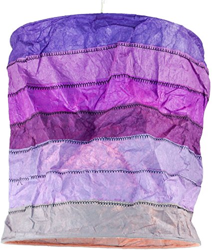 Papier Hängelampe Annapurna Stripes lila / Papierlampenschirme zylindrisch