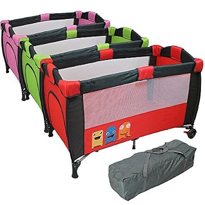Monsieur Bébé ® Lit parapluie 60 cm x 120 cm + matelas - Rouge - Norme NF EN716-1+A1