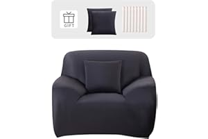 Lydevo Housse de Canapé 1 Place Housse Canapé Extensible avec Accoudoir avec 2 Housses de Coussin Couverture de Canapé Élastique Universelle Antidérapante Revêtement de Canapé(1 Place,Gris Foncé)