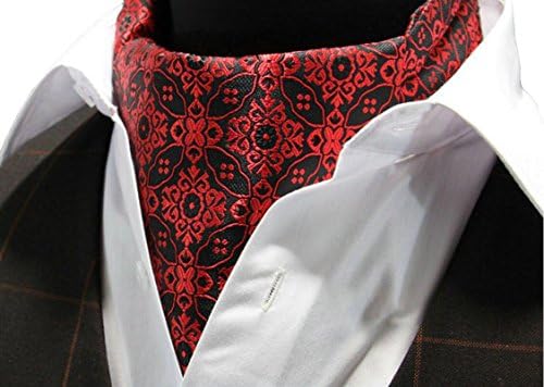 Mens Ascot elegant Cravat Jacquard woven necktie (Vermeil red)