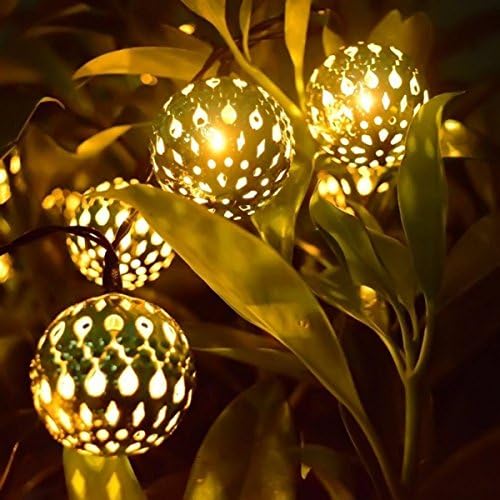 String Lights, LightsGoal Holiday String Lights, 10 LED Fairy Lights, Solar Morocco Light, Festive Lamps String for House, Patio, Cafe, Garden, Festoon Party – Warm Yellow, 2 Modes