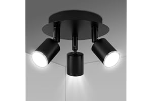 URAQT Takspotlight, LED-taklampa, 3 runda svängbara spotlights, GU10 (utan glödlampor), modern rund taklampa, ljuskrona takla