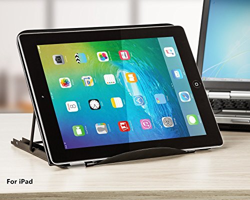 Faltbarer Laptop Tablet Ständer, InGoo Laptopständer Mesh Belüftet Kühler Halter Verstellbarer Computer Halterung Stütze Ständer für Laptop, Notebook, iPad Mini, iPhone, Tablets(Schwarz) - 3