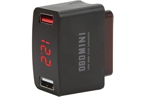 EBTOOLS Adapter ładowarki USB OBD Ładowarka samochodowa OBD Ładowarka samochodowa OBD DC12-24V Podwójny USB LED Uniwersalny adapter ładowania z wyświetlaczem cyfrowym do pojazdów