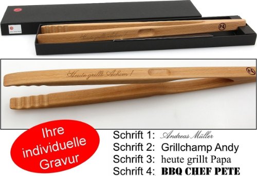 Grillzange Zetzsche 46 cm lang mit Geschenk Verpackung und individueller Gravur
