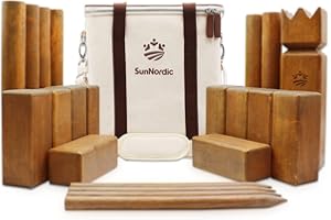 SunNordic Kubb Wikinger Wurfspiel, Schwedisches Schachspiel Aus Hochwertigem Gummibaumholz, Inklusive Tragetasche Aus Segeltuch Und Spielanleitung – Robustes Kubb Yard-Spiel FüR Kinder Und Erwachsene