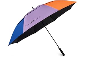 G4Free Parapluie de golf de 172,7 cm, protection UV, ouverture automatique, double toile surdimensionnée, coupe-vent, soleil, pluie, arc-en-ciel/noir