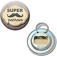 Cadeau PARRAIN Super Parrain Porte clés Décapsuleur 56mm ( Idée Cadeau Baptême Communion Noël )