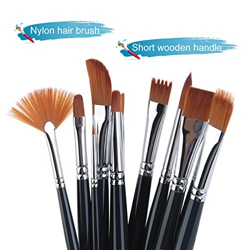 UEETEK 12 Pcs Nylonhaar Ölmalpinsel Fächerpinsel Malerei Pinsel für Künstler Aquarell Acryl Ölmalerei - 4