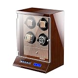 Automatischer Uhrenbeweger Für Männer, Smart LCD Touch Screen + Fernbedienung Uhr Aufbewahrungsboxen Mit LED-Leuchten [100% Handarbeit],Brown