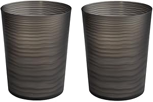 mDesign poubelle en plastique avec motif ondulé (lot de 2) – corbeille à papier chic pour salle de bain, bureau ou chambre à coucher – poubelle salle de bain pour le papier, etc. – noir mat