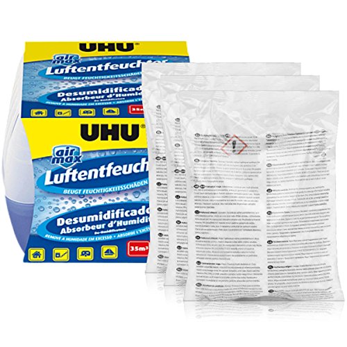 UHU air max Luftentfeuchter 450g (Spar-Set, 1 x Luftentfeuchter + 3 Nachfüllbeutel)