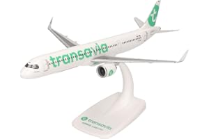 herpa Avion Miniature Snap-Fit Transavia Airbus A321neo - PH-YHZ, Miniature à l'échelle 1:200, pièce de Collection, modèle avec Support, Plastique