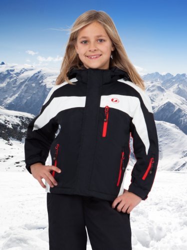 Ultrasport Chaqueta Deportiva para Niños Zuers - Chaqueta Softshell Infantil Impermeable Hecha con Ultraflow 3.000 - Chaqueta Rompevientos Blanco / Negro / Rojo, 122/128 - Ultrasport