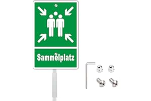 YUNTARDA Plaque en aluminium avec poteau - Point de rassemblement - Avec trou pré-percé pour un montage facile - 20 x 30 cm
