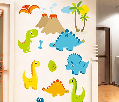 Skyllc® Cartoon Dinosaurier niedlich Q Version Tierpark Home Decoration Sticker Wandtattoos Kinderzimmer Tapete