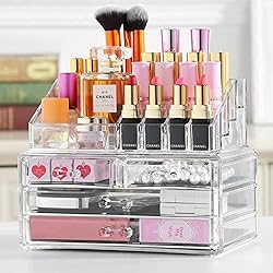 Dawoo Organisateur de maquillage Cosmetic Organizer Drawers Etui de rangement pour maquillage transparent (4 tiroirs)