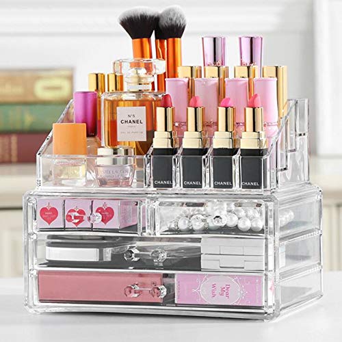 Dawoo Organisateur de maquillage Cosmetic Organizer Drawers Etui de rangement pour maquillage transparent (4 tiroirs)