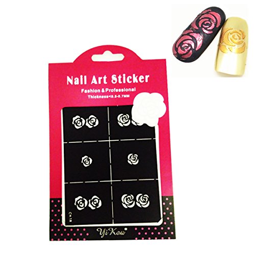 Goldenssy 1x Template Model Sticker Decal Pierced for Nail Art Stamping Prints Pattern Rose Flower