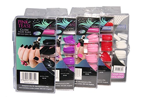 20 x Packs of 100 Classic False Nails by Pink Tease | 5 shades | No Glue