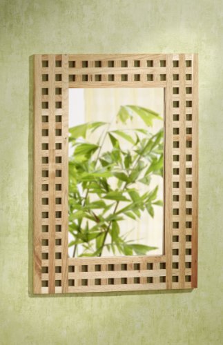 Wandspiegel, 50x70, Gitterdesign, Walnuss Holz Spiegel