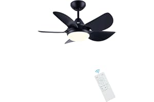 Newday Ceiling Fan with Lights, Ventilatori da Soffitto con Luci e Telecomando Nero, Lampadari con Ventilatore Silenzioso