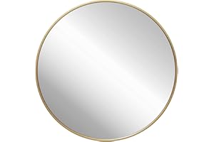 ZENIDA Round Mirror for Wall, 50x50 cm Metal Framed Circle Mirror, Large Bathroom Mirror, Gold Wall Mirror for Living Room Bedroom Entryway Decor