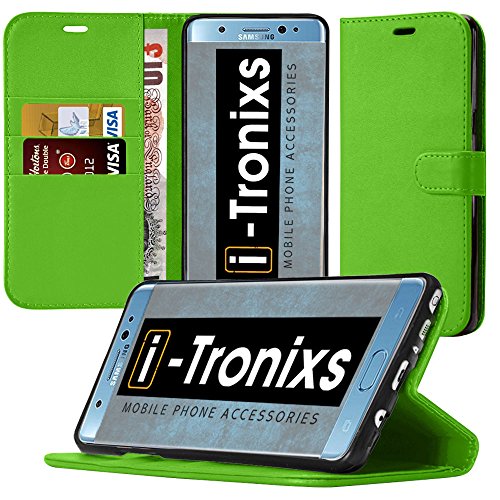 Samsung Galaxy A3 2017 hülle, Tasche, Telefonkasten ( Grün) Abdeckung für Samsung Galaxy A3 2017 Gehäuse aus robuster Kohlefaser Buchstil PU Leder Geldbörse elegante klassische Flip Cover hülle Cover + von i-Tronixs®