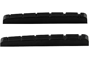 Musiclily Pro Urea Resina Plastica 43mm Capotasto Strato Tele Con Spaziatura Fondo Piatto Nut per Chitarra Elettrica Stratocaster/Telecaster 6 Corde, Nero(2 Pezzi)