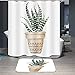 Produktbild SillyXLL Bad-Duschvorhang aus Polyester, wasserdicht und wasserdicht, personalisierte Badezimmerdekoration, 180x180cm mit 12 Haken, Aquarell-Bonsai (8) (EIN freier Teppichboden 40X60)