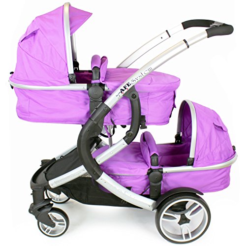 iSafe Tandem Pram me&you - Plum (Purple) + All Raincovers