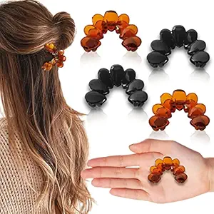 Sanas Hair Clips For Women 4 Pcs Claw Clips Fancy Butterfly Hair Clips Hair Accessories For Girls Claw Clips Korean Clutch Stylish Hair Clip Women Accessories Medium Hair Clutchers Black, Brown