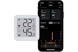 Konyks Termo 2, Thermomètre Hygromètre connecté Wi-Fi, Grand écran, Lecture à distance, déclenche d'autres appareils Konyks en fonction des mesures, Compatible Alexa et Google Home