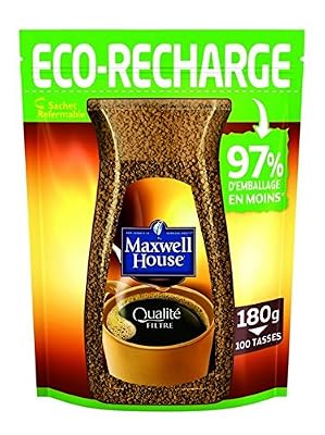 MAXWELL HOUSE Qualité Filtre Recharge Soluble 180g - Lot de 4 (env. 400 tasses)