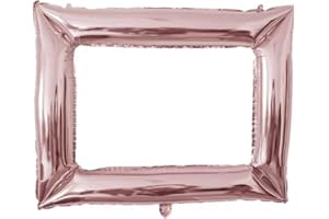 GoldRock Nadmuchiwana ramka na zdjęcia, różowe złoto, akcesoria do fotobudki, duża 98 x 84 cm, wielokrotnego użytku, folia aluminiowa, urodziny, Boże Narodzenie, ślub