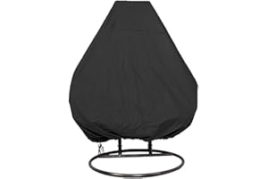 CHEYLIZI Patio Hanging Chair Cover 232 * 203cm 210D Oxford Fabric Garden Cocoon Egg Chair Garden Furniture Protective Cover with Drawstrings (Double 91in x 80in, Black)