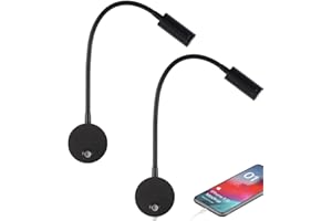 WISHOMEE Dimmable RV Reading Light with USB Charging Port, DC 12V RV Interior Lights, Flexible LED Lights, Designed for Car, Van, Boat and Motorhome, 2 Packs