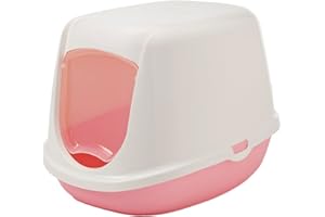 Vadigran Savic Maison Toilette en Duchesse pour Chat Blanc/Rose 44,5 x 35,5 x 32 cm