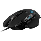 Logitech G G502 HERO Wired Gaming Mouse، تقنية LIGHTSYNC، 25600 نقطة في البوصة، 11 مفتاحًا قابلاً للبرمجة، وزن 121 جرامًا، أسود